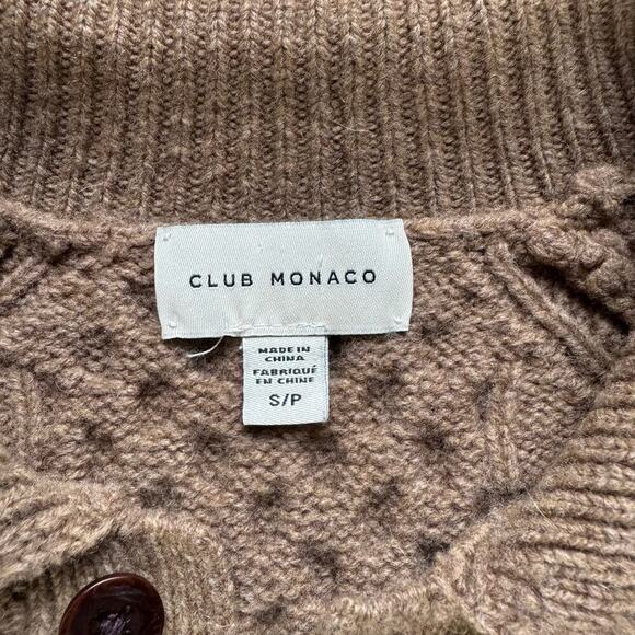 CLUB MONACO 100% Wool Cable Knit Grandpa Cardigan with Pockets - Picture 4 of 5